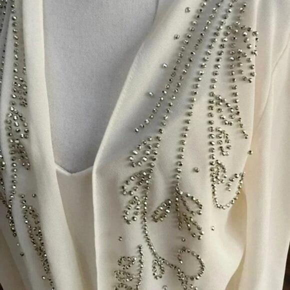 Vintage R&M Richards Women’s Ivory Embellished 2-Piece Jacket A-Line Dress - Picture 10 of 10